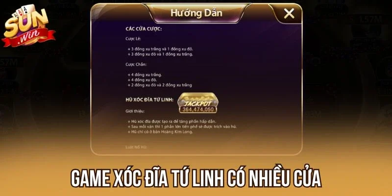 Game Xóc Đĩa Tứ Linh có nhiều cửa