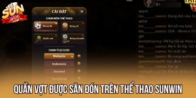 Quần vợt được săn đón trên thể thao Sunwin