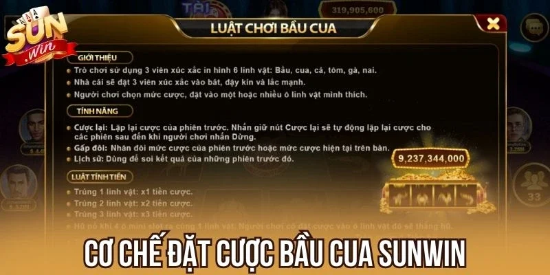 Cơ chế đặt cược Bầu Cua Sunwin