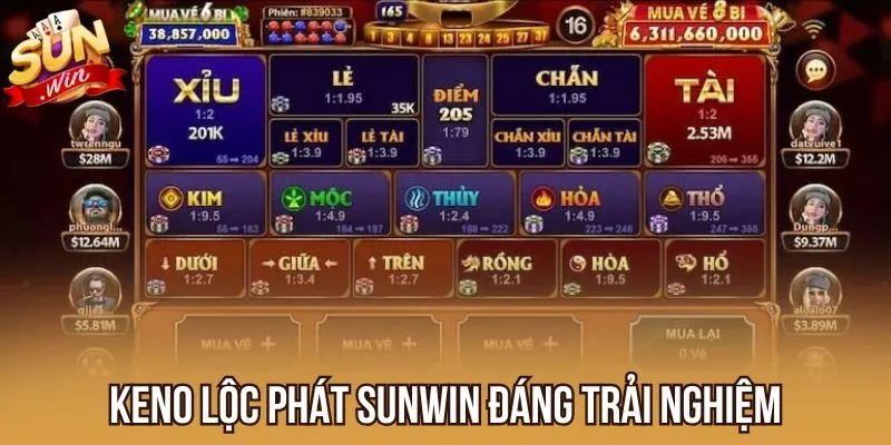 Keno Lộc Phát Sunwin đáng trải nghiệm
