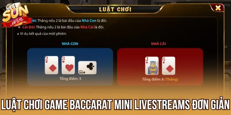 Luật chơi game Baccarat Mini Livestreams đơn giản