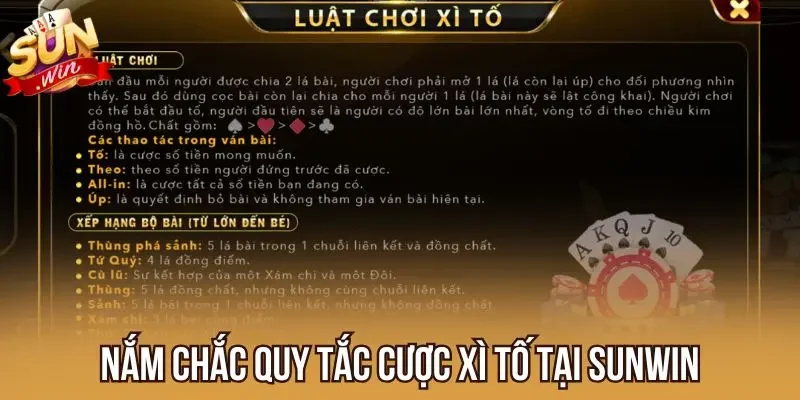 Nắm chắc quy tắc cược Xì Tố tại Sunwin