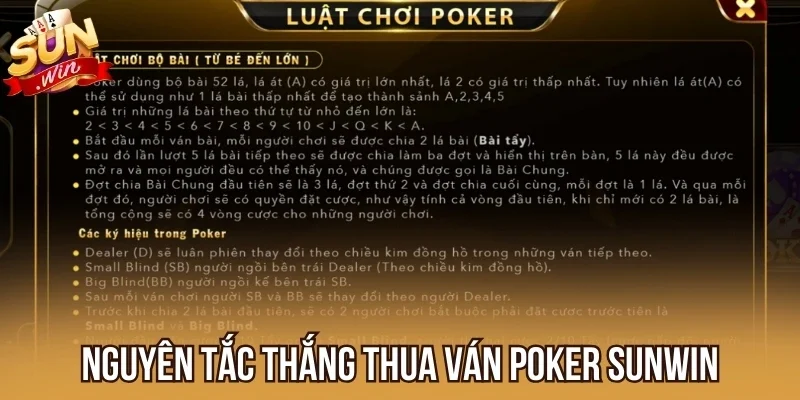 Nguyên tắc thắng thua ván Poker Sunwin