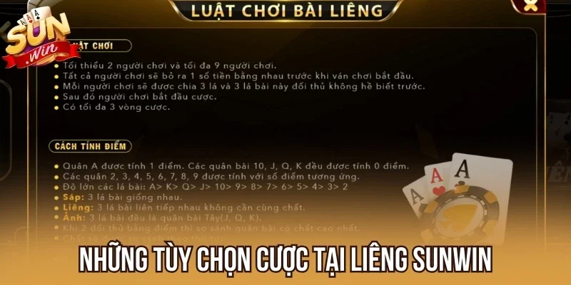 Những tùy chọn cược tại Liêng Sunwin