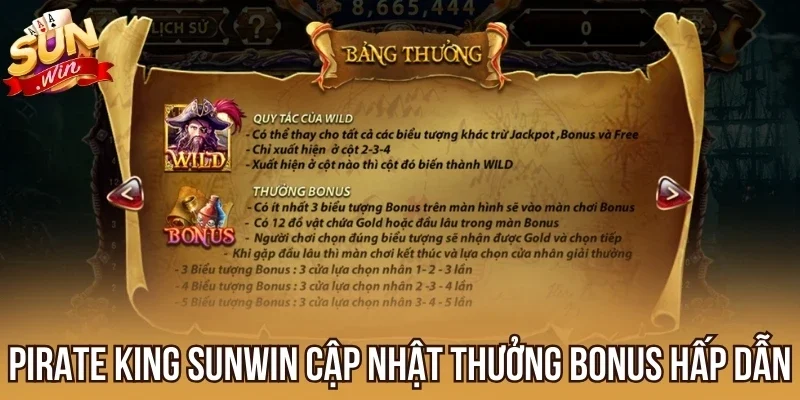Pirate King Sunwin cập nhật thưởng BONUS hấp dẫn