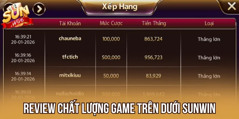 Review chất lượng game Trên Dưới Sunwin